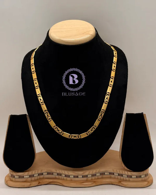 Stylish Unique & Elegance Design Biscuit in IGP Brass Micro Gold Plated Nawabi Chain For Stylish Men